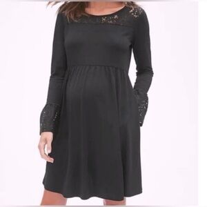 🍂 Gap Maternity Bell Sleeve Dress - Lace Detail, Fall Vibes